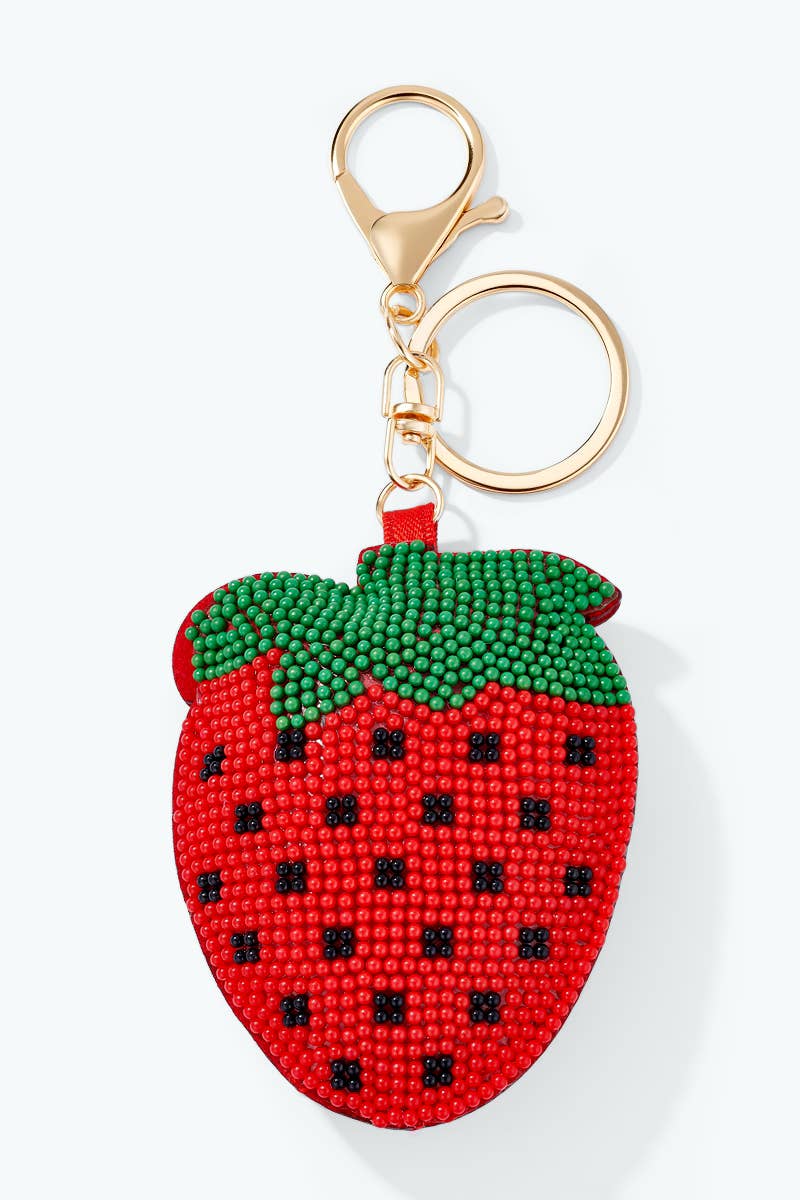 Beaded Seed Bead Strawberry Keychain PC160SY